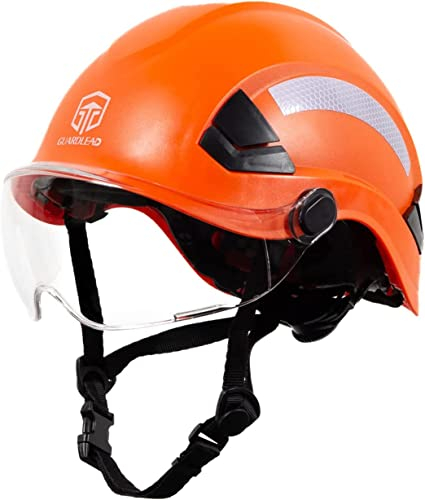 Casco Cantiere con Visiera e Ventilato, approvato da Ansi Z89.1 Elmetto Cantiere, Casco da costruzione in ABS, EN397 e EN12492, ideale per l'industria e l'edilizia