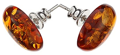 Orecchini in ambra di Artisana, orecchini ovali in ambra e argento sterling 925/000 rodiato