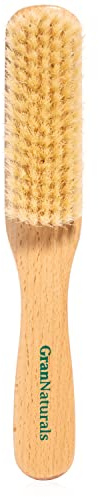 GranNaturals Boar Bristle Slick Back Hair Brush - Soft White Bristle Smoothing Hairbrush for Slicking Hair to Create Sleek Style- Natural Wood Handle for Women + Men