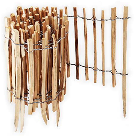 Aquagart - Recinzione da giardino, 5 m, altezza 50 cm, distanza tra i listelli 4 – 6 cm, perfetta come recinzione per aiuole e bordi per aiuole o sentieri, recinzione in legno durevole