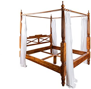 MASSIVMOEBEL24.DE | Oxford Himmelbett Akazie 147x221x224, Farbe:Hellbraun lackiert