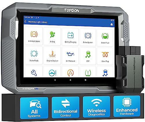 TOPDON OBD2 Diagnosegerät Bidirektionales Scan-Tool, ArtiDiag900 Lite Vollsystem-Auto diagnose mit Aktivem Test, 8 Reset-Diensten, Kabelloser OBD2-Autoscanner