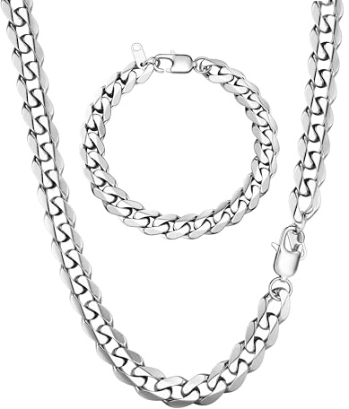 LOLIAS Chaine Collier Homme Acier Inoxydable Chaîne Collier et Bracelet