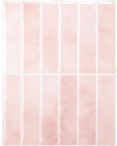 Smart Tiles Klebefliesen Küche und Bad – Morocco Rosa, Fliesenaufkleber 3D, Küchenrückwand Selbstklebend, Wandpaneele, 5 Fliesen (29.02x22.86 cm), Einfach zu Montieren, Wasserfest, Made in Kanada