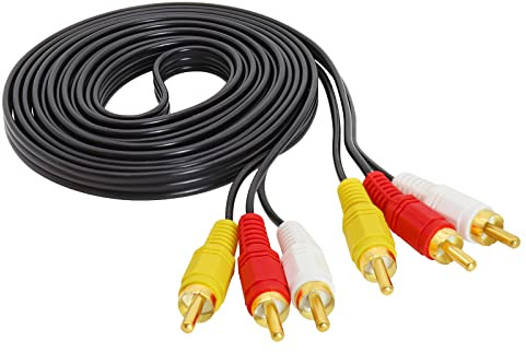 DR. WATCH 3 RCA Male to 3 RCA Male Cable - 3M/9.84ft Audio Video AV Cable for TV/DVD/Home Theater - Gold-Plated Connectors, Oxygen-Free Copper [RL71]