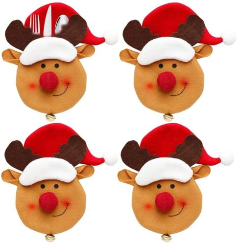 Porta Di Posate Di Natale 4pcs/set Borse Posate Non Tessute Per Coltello Taspe Taspe Taspe Tasche Di Argenteria Di Argento.