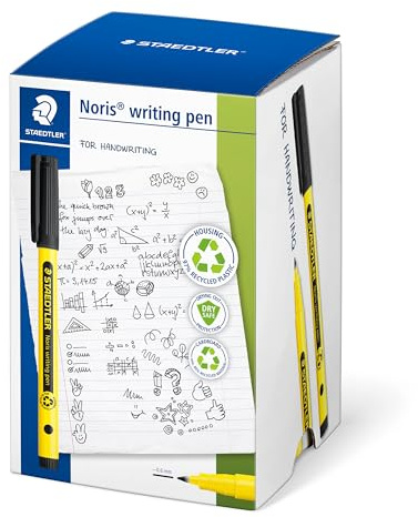STAEDTLER Noris 307 Fineliner – Schwarz, 50er Set, 0,6 mm | Stabile Spitze, aus 97 % recyceltem Plastik, DRY SAFE – Art.-Nr. 307-9 CT50