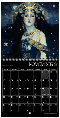 Dunkle Göttin 2024 Kalender, Wandkalender 2024, Retro-Mondgöttin-Mondphasen-Wandkalender, Göttin Astrologie Vollmond Mondphasenkalender, Astrologie-Dekorationen