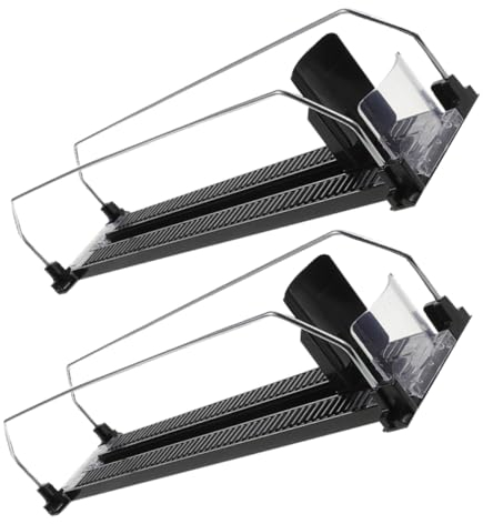 Amosfun 2pcs Plastic Steel Drink Dispenser Automatic Soda Can Organizer Refrigerator Drink Propeller Tool Black