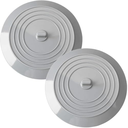 2PCS Universal Bath Stopper, 15cm, 6 Recyclable Silicon Drain Stopper | Upgraded Plug Cover for Kitchen Sink & Basin, Bathrooms and Laundries (2*Grey)