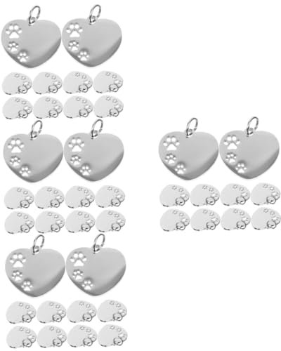 BESPORTBLE 40stücke Edelstahl Hundemarken Herzform Mit Gravurmöglichkeiten Hängemarken Für Hunde Und Katzen Personalisierbare Haustier Id Tags Langlebig Und Dekorativ