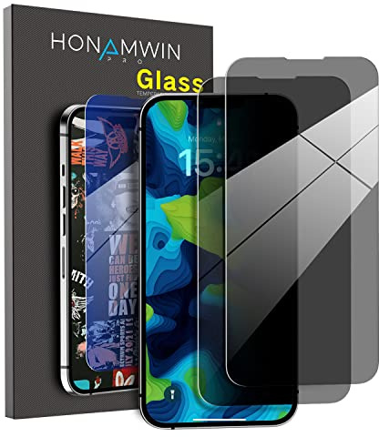 HONAMWINPRO Screen Protector Glass Anti Spy For iPhone 13 Pro (Privacy/Scratch Resistant/Shockproof/Anti-Fingerprint) 2 PACK Screen Protector