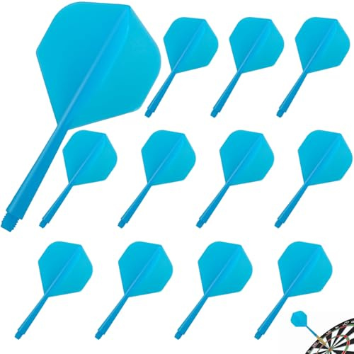 12 stycken dartflights med skaft stabila blå piltillbehör fusion flights dart flygblad med skaft integrerade dartpilar och fasta flygningar dartskaft plastskaft flygsystem kombi (2BA)