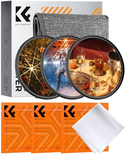 K&F CONCEPT 72mm Sternfilter Kit 4 Punkte, 6 Punkte, 8 Punkte | Langstern-Sternfilter Kit (4+6+8 Punkte) Optisches Glas Nano-Beschichtung,Nano-Klear,FS306