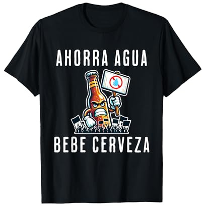 Ahorra Agua Bebe Cerveza Divertida Camiseta, Hombre, Negro, L
