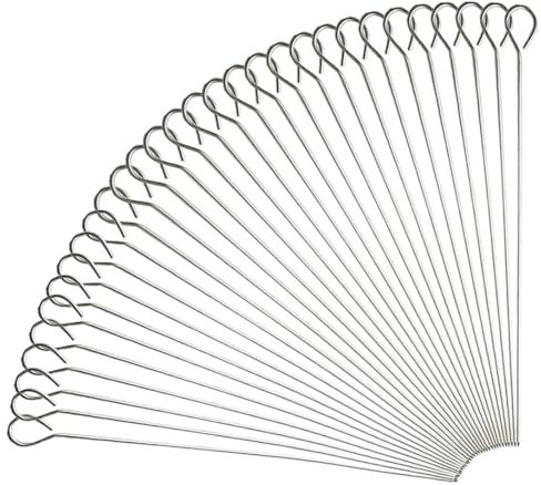 Pinchos de metal para barbacoa, de acero inoxidable, 30 unidades, 20 cm, de grado alimenticio, brochetas reutilizables para freidora de aire, pinchos de metal para horno, Halloween, fiesta de Navidad,