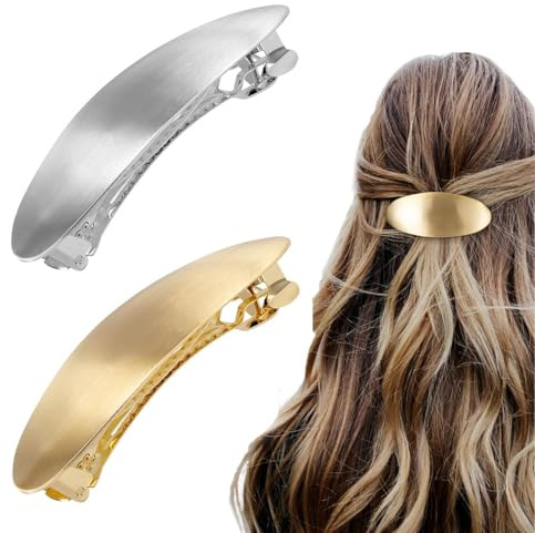 2 Stück Französische Haarspangen Damen Haarspange Ovale Barrette Metall Dutt Haarspange Haarclip Haarspange Clip Minimalistische Barrette Haarzubehör Dekorativer Haarschmuck für Frauen Mädchen