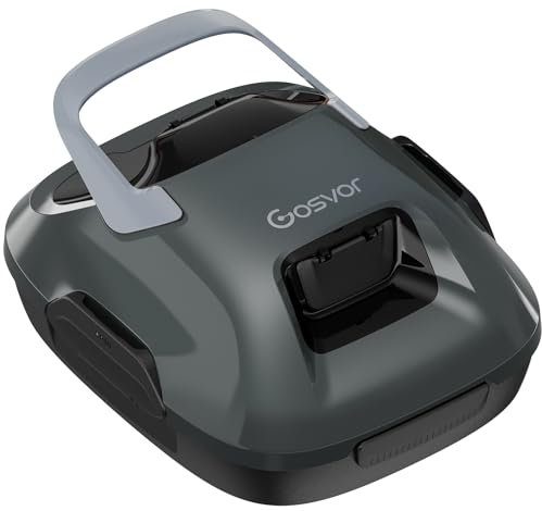 Gosvor Robot de Piscine sans Fil, Robot de Piscine avec Double entraînement Prend 90 Minutes, stationnement Automatique, Robot de Nettoyage de Piscine, Adapté aux Piscines Hors Sol - Gris