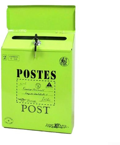 Cassetta delle lettere vintage con montaggio a parete, impermeabile, con serratura, design retrò, per esterni, con sistema di bloccaggio sicuro per proteggere la corrispondenza (verde)