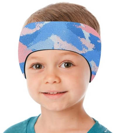 HeySplash Badpannband, simning öronproppar barn öronproppar öronband simmare öronskydd, neopren öronskydd och hårskydd för barn vuxna, håller öronproppar, M, batikblå