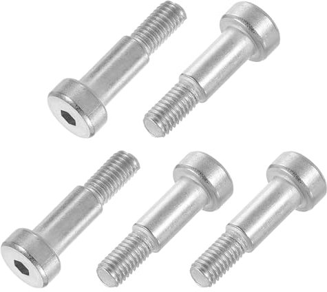 sourcing map 6Pcs 304 Stainless Steel Shoulder Bolt 6mm Shoulder Dia 12mm Shoulder Length M5 Thread Hex Socket Shoulder Bolts for Textile Hydraulic Injection Molding Machinery Industries