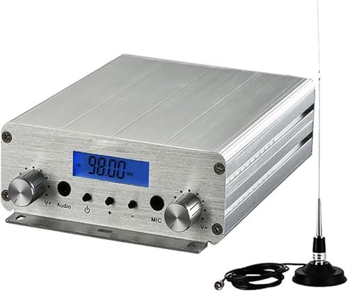 Mavdecll Trasmettitore FM da 15 W, Trasmettitore FM a Lungo Raggio 87-108 MHz con Jack per Microfono da 3,5 mm, per Film Drive-in, Parcheggio della Chiesa, Scuola, Eventi del Supermercato