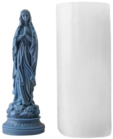 Molde de silicona flexible para decoración del hogar para figuras 3D de yeso y resina de la hermosa Virgen María Adecuado para todas las edades