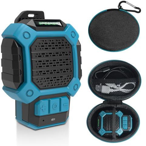 QUPERR Mini altavoz Bluetooth – Pequeño, ligero y portátil, con clip, imán y correa de transporte, Bluetooth 5.3, IP56, altavoz exterior con micrófono integrado para ciclismo y jardín