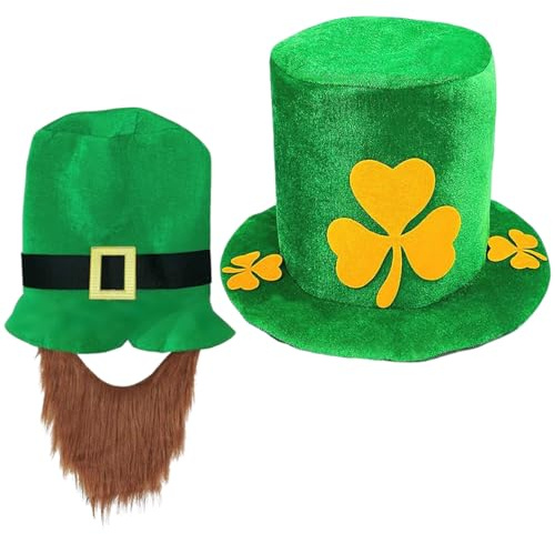 KKTONGXI Zylinderhut Hut Grüner St. Patrick's Day Grüner Zylinderhut Hut,2pcs Kopfschmuck Accessoire,Mottoparty ZylinderHut grün, Kopfbedeckung,Accessoire für eine Gala, Faschingsparty oder Karneval