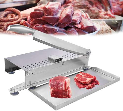 Coupe-viande manuel pour usage domestique et commercial – Hachoir à os et côtes en acier inoxydable – Trancheuse alimentaire polyvalente pour agneau, porc, bœuf, poisson et légumes