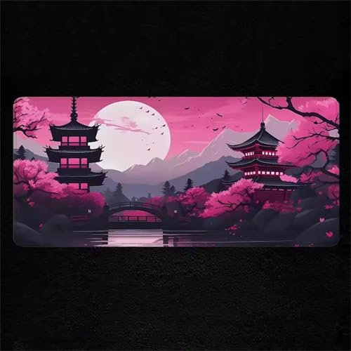 Tapis de Souris Gaming XXL 1500x800x3mm Grand Tapis de Souris Gamer sous-Main Bureau Gamer Large Haute précision et Vitesse pour la Maison et Le Bureau (Pont de la Tour de la Lune)