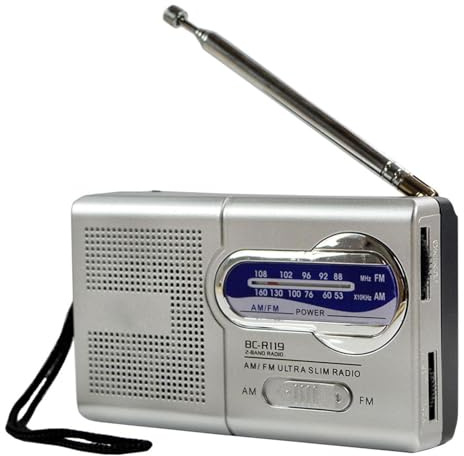 BC-R119 Radio Portatil, Radio a Pilas, Radios pequeñas Am FM, Radios de transistores compacta con Antena telescópica para Caminar y Viajar