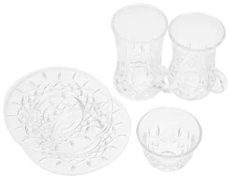 TOPPERFUN Tazze da Caffè in Vetro Trasparente Stile Europeo Piccolo Set da Tè Piattino per Caffè Turco e Bevande Calde Design Unico Forma di Zucca Tazze e Piattini per Uso Quotidiano
