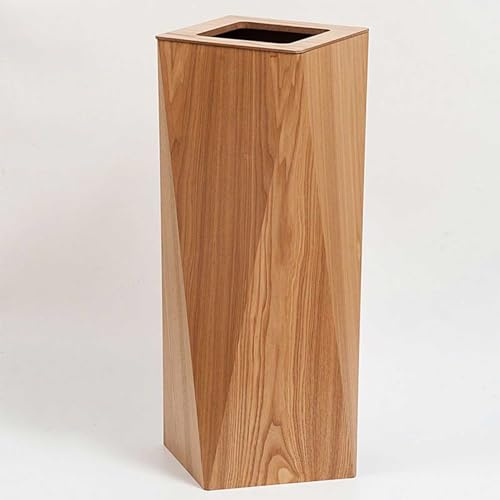 Drsyffsup Papelera de Madera Decorativa para el hogar | Cesta de Basura Creativa con Forma de Diamante y Cubo Interior | Papelera para Dormitorio, baño, Cocina y Oficina(Original Wood)