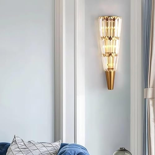 PUFAHAU Aplique De Pared con Luz De Cristal, Antorcha, Iluminación Led para Sala De Estar, Dormitorio, Estudio, Restaurante, Interior, Hogar
