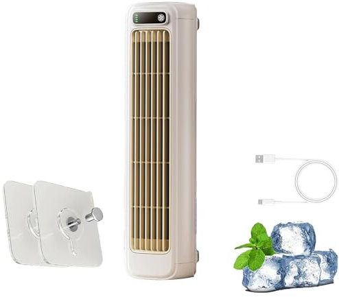 Rafraîchisseur, Ventilateur Climatiseur Portable, 3 Vitesses, Rechargeable, Pour Chambre, Bureau, Maison, Restez Au Frais En Été (Beige)