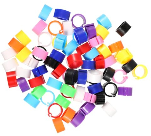 SUPVOX Clip on Leg Rings Identification Ring for Birds 100pcs Plastic | Multi Color, Easy to Fit and Remove, Practical Visual Marking, for Canary and Cockatiels, PET Use Random Color