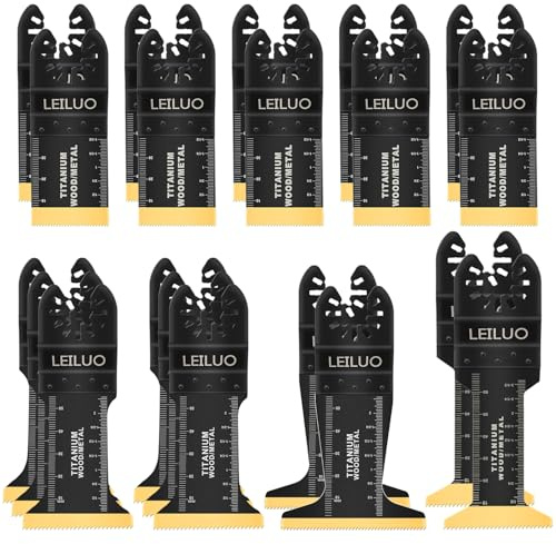 LEILUO 20Pcs Titanium Multitool Blades, Oscillating Saw Blades Set | Extra Long & Wide, Wood Metal Nails Cutting, Multi Tool Accessories, Compatible with DeWalt, Milwaukee, Ryobi & More