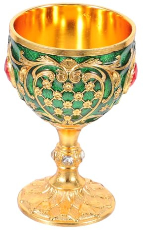 Copa de Aleación de Zinc Vintage Europea de Cáliz Verde para Fiestas