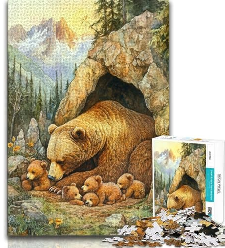 Puzzle für Erwachsene 1000 Teile Tier Braunbär 1000 Teile für Erwachsene Quizspiel ganze Familie 75x50cm