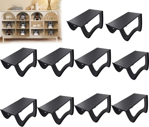 YRHome 10x rutschfest Schuhregale Schuhschlitze Organizer für Schrank Schuhhalter Stapelbar Schuhorganizer Doppelschicht Schuhe Aufbewahrung Schrank 25x14,5x14cm Schuhstapler Schwarz