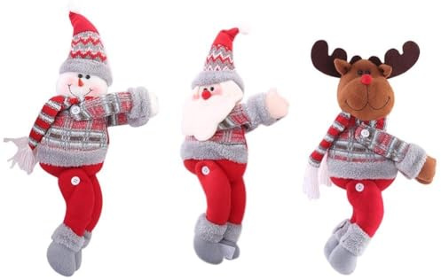 Violiica Alzapaños de cortina de felpa de Navidad, juego de 3 piezas de decoración del hogar de Papá Noel para adornos festivos de ventana