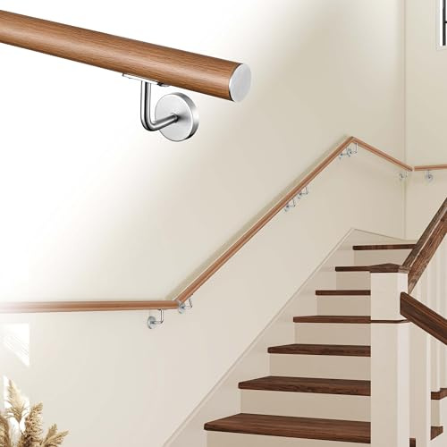 AICA Edelstahl Handlauf Treppengeländer Wandhandlauf Geländer, Braun, Geeignet für Innen- und Außenbereiche, Länge: 100cm mit 2 Halterungen
