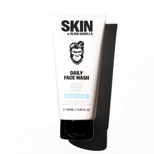 Slick Gorilla Daily Face Wash for Men with Salicylic Acid 100ml | Glycerin, white willow bark and aloe vera facial cleanser for oily, sensitive and blemish-prone skin