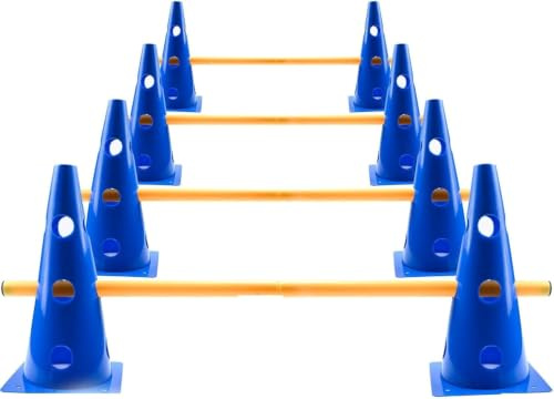 BUERPINKING Agility Set med hundar, sport hundar snäpplås agility hinder för barn hundar, 10 koner 23/32 cm höjd fotboll träningstillbehör för träningsövningar (blå-32 cm)