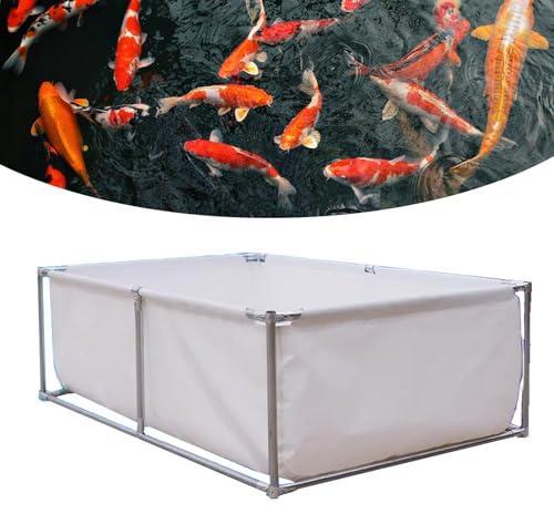 Utomhus 2 x 2 m förformad trädgårdsdamm – fiskhållningstank för koi och simfisk – robust duk över marken vattenfunktion för enkel installation