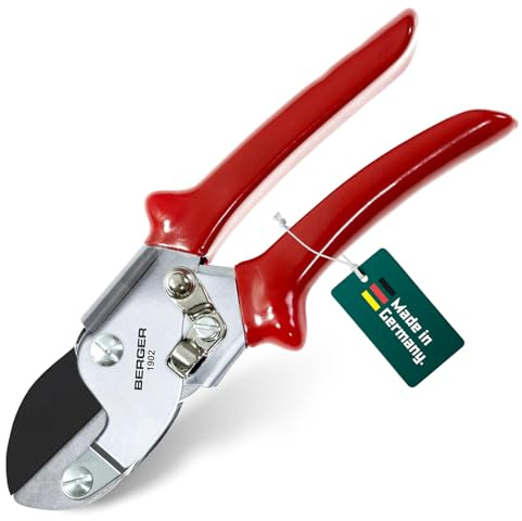 Berger 1902 Yunque Que Contiene Tijeras De Podar 19 Cm, Plata / Rojas