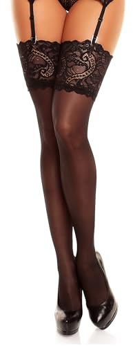 GLAMORY Dream 20 bas jarretelles dentelle large Noir 2XL
