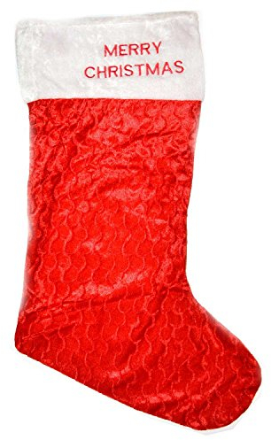Gifts 4 All Occasions Limited Chaussette géante en Velours Rouge 88 cm de Long Sac de Noël Sac Cadeau Blanc Taille Unique