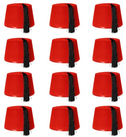 ILOVEFANCYDRESS KUKI FEZ ROT FASCHING MÜTZE MIT QUASTE-FILZHUT IN SCHWARZ FÜR MÄNNER IDEAL amp; WOMEN FÜR KALTE KRIEG RUSSISCH, TÜRKISCH, ARABER, ZEIT REISEN DOCTOR